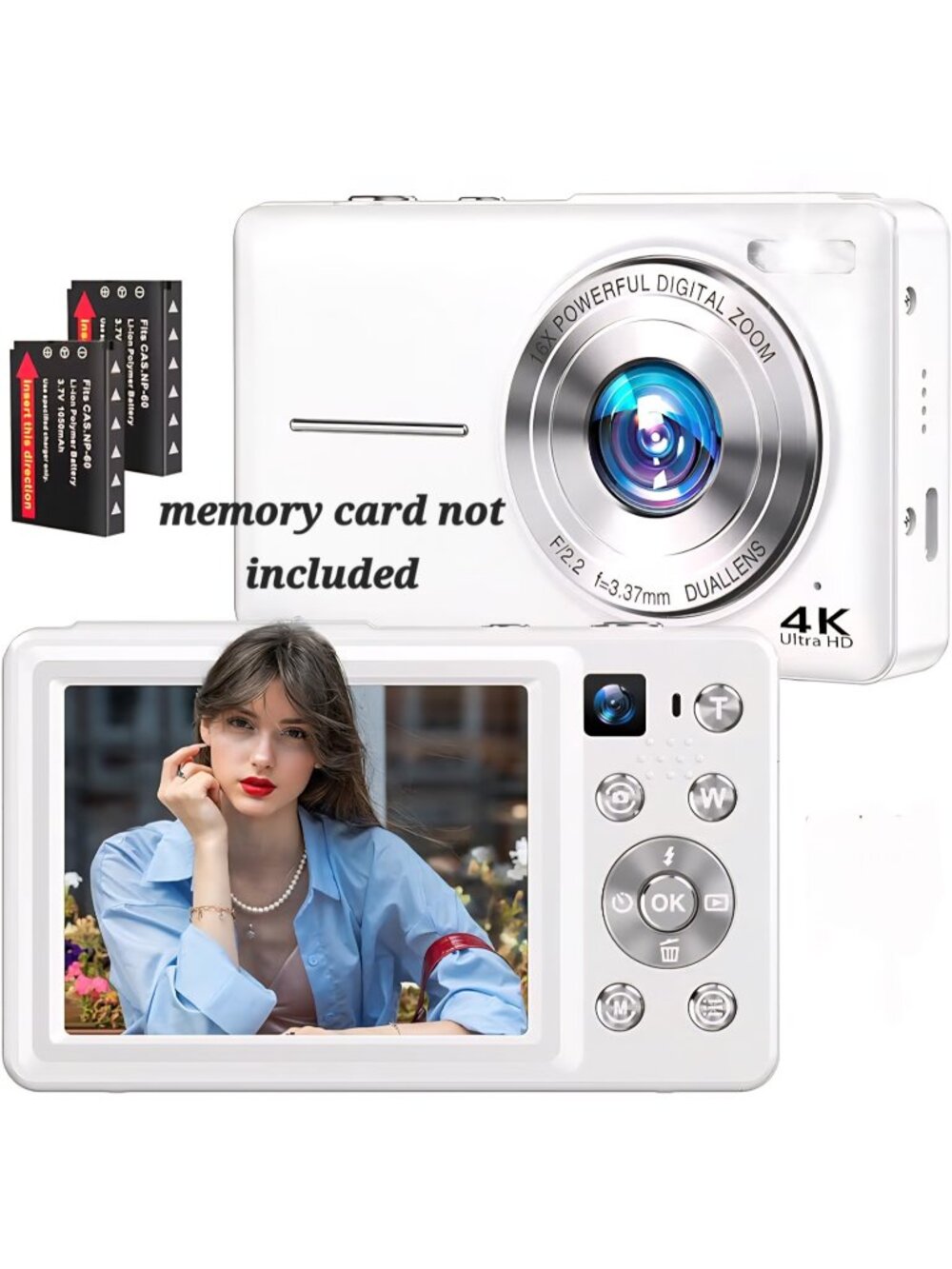 4K Digital Camera, 64MP Autofocus Vlogging Camera with Dual Lens, 16X Digital Zo